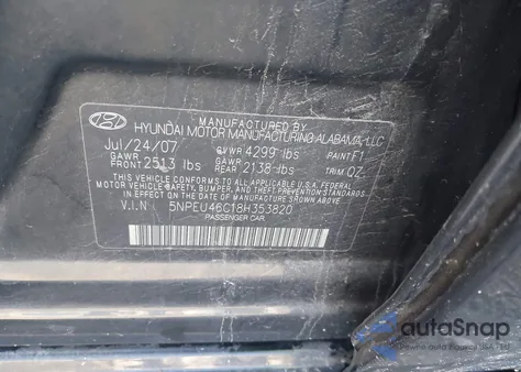 2008 Hyundai Sonata Limited/Se from USA, damaged, VIN 5NPEU46C18H353820